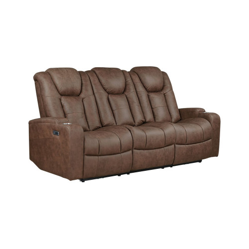 Luna Microfiber Power Reclining Sofa Brown